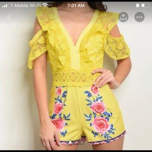 Yellow floral romper